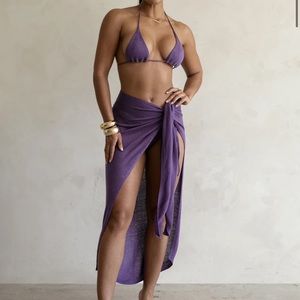 Purple Knit Bikini 3 Piece Set
